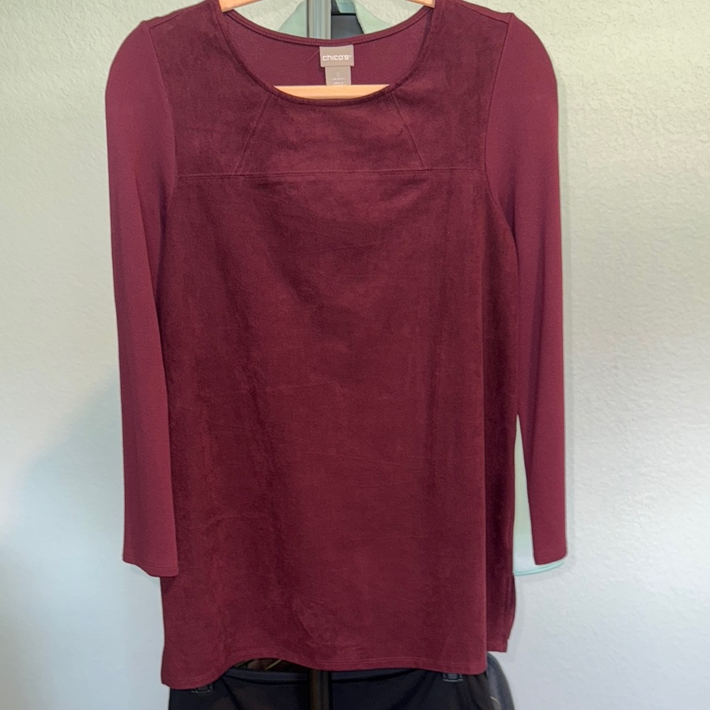 Chico's Burgundy Long Sleeve Tunic - NWOT